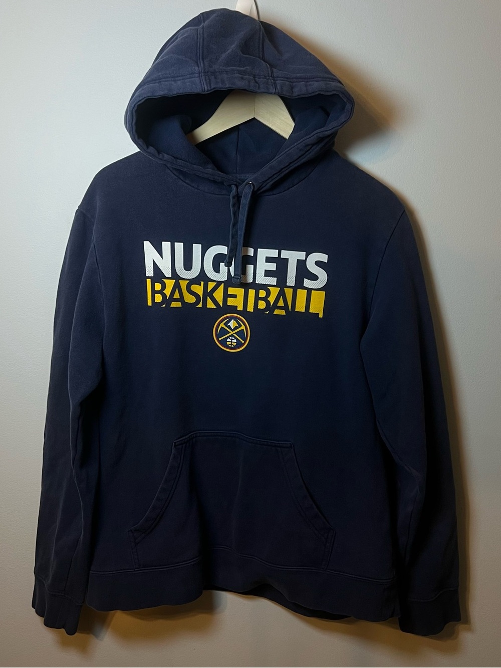 Denver Nuggets Hoodie Men’s Large Navy Blue NBA Basketball Pullover Sweatshirt